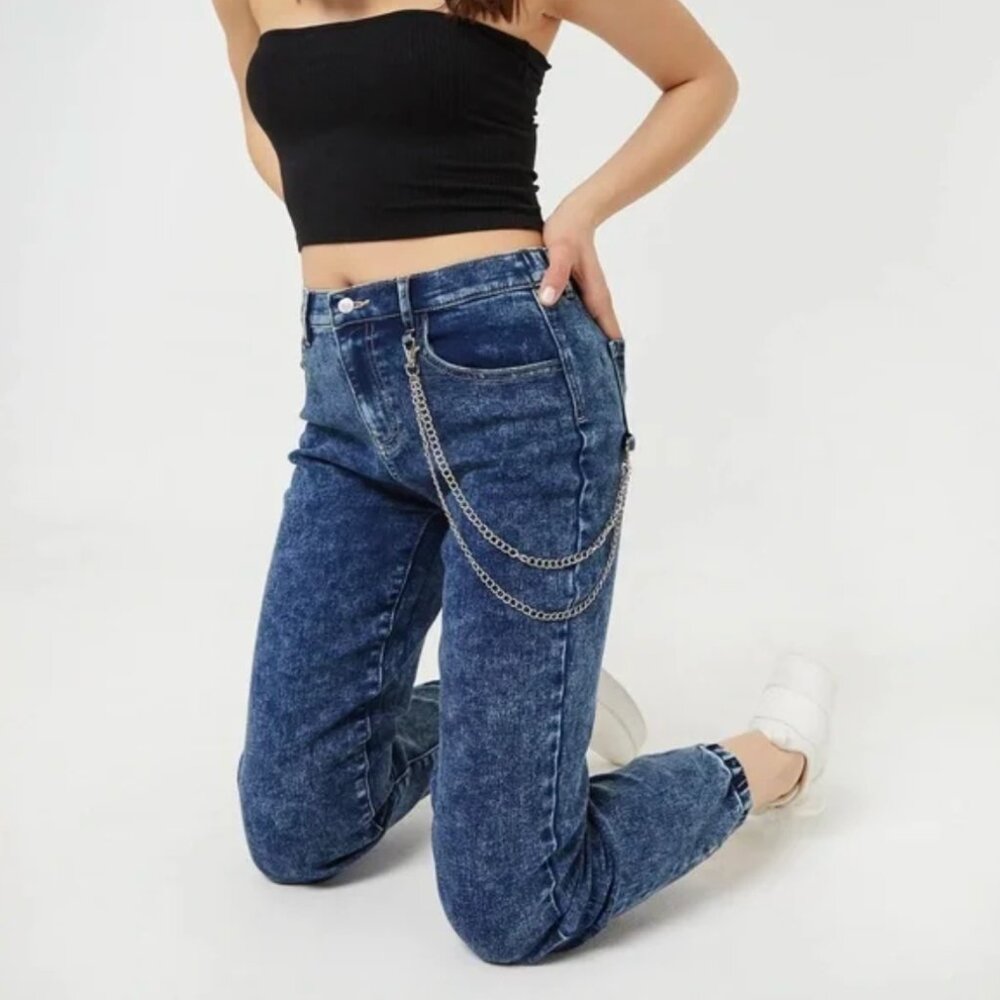 Ardene Blue Utility High Rise Denim Joggers
